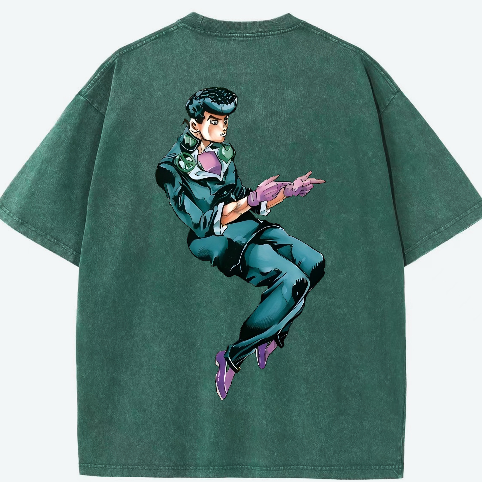 （画像用） ジョジョの奇妙な冒険 ひがしかた じょうすけ JoJo's Bizarre Adventure Higashikata Josuke 綿100% ヴィンテージ風 半袖Tシャツ（背面プリント）